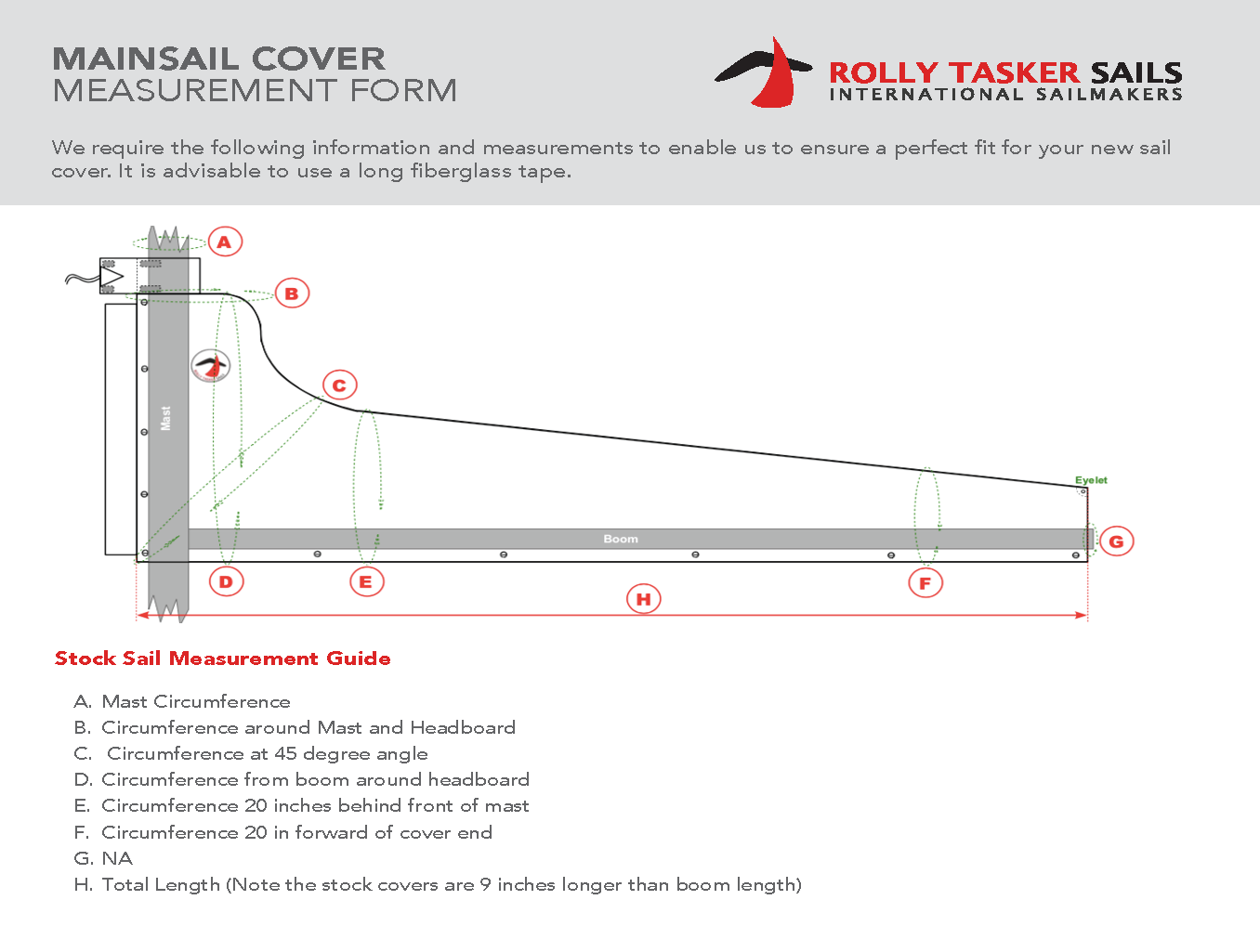 Mainsail Cover -  9.5 ft Boom